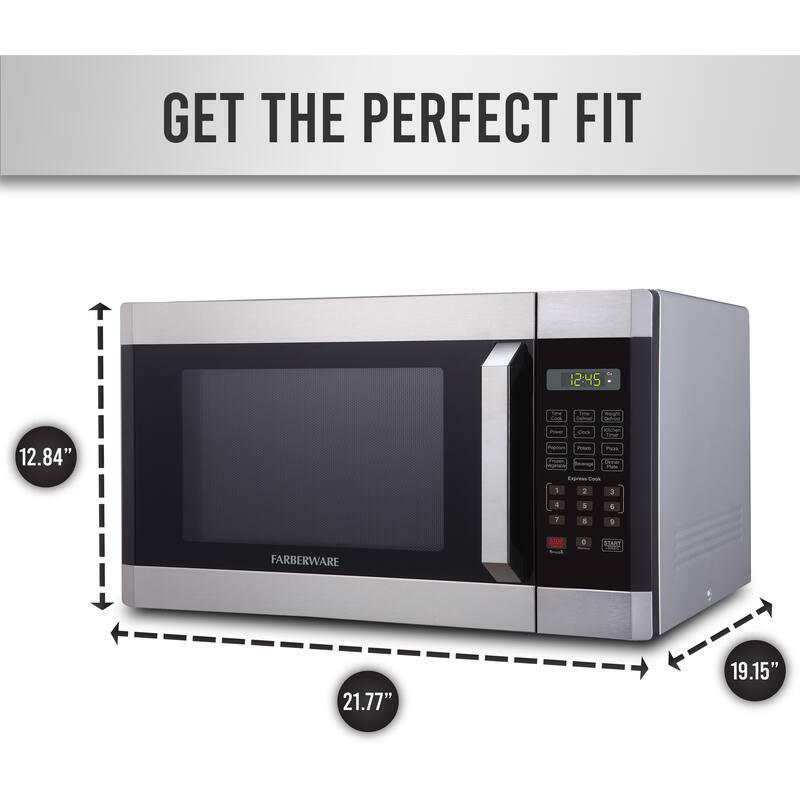 Farberware 1.6 Cu. Ft. Microwave Oven, Brushed Stainless Steel Bed